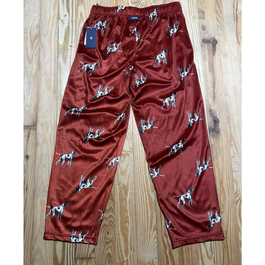 IZOD Men's Red Pointer Dog Print Knit Sleep Pajama Pant NWT Size Medium