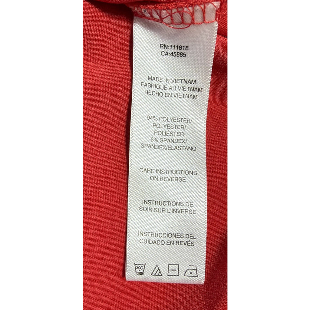 Michael Kors Women's Red Ruched Clasped Long-Sleeve Blouse Top Size M