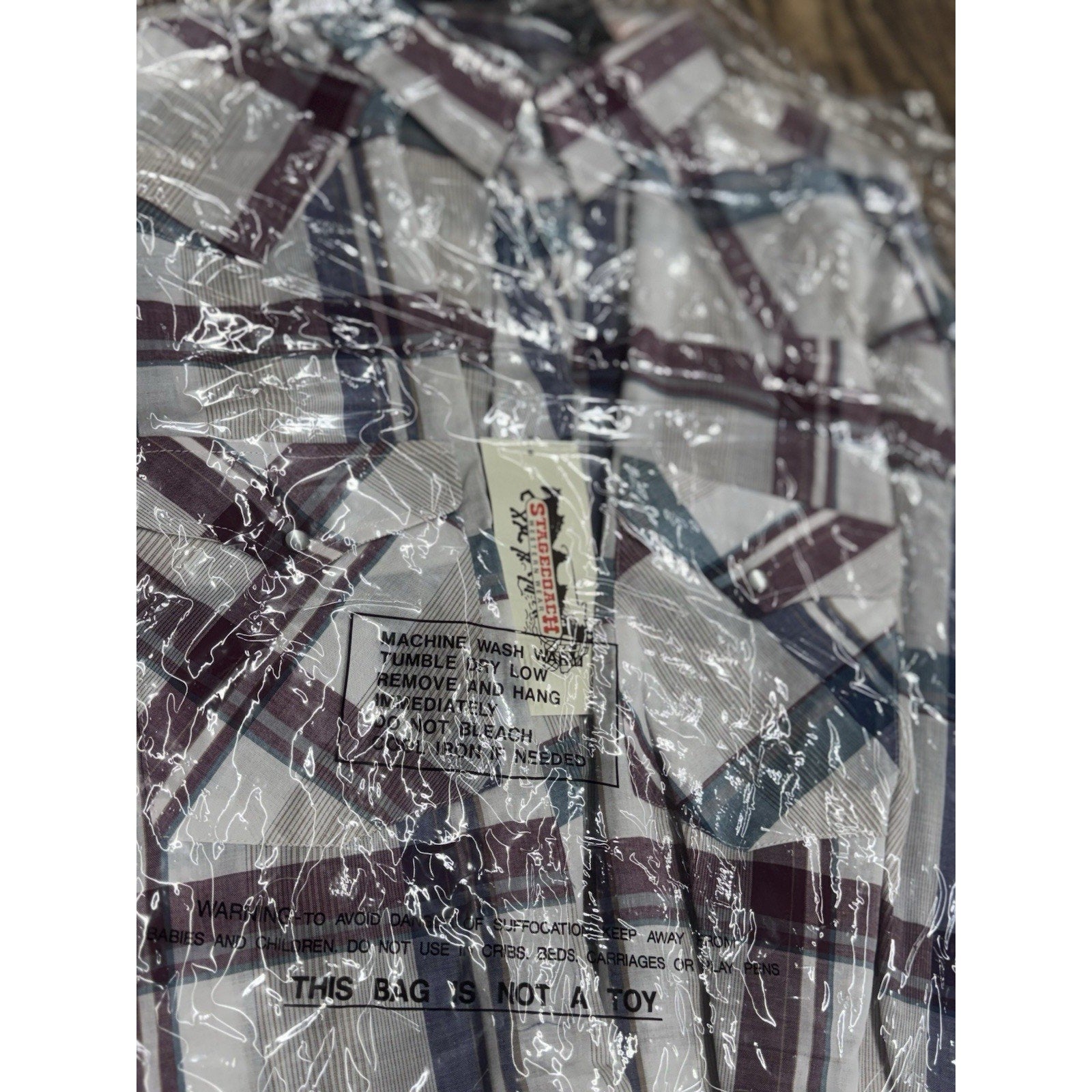 Vintage Stagecoach Western Shirt XXL Big Man Plaid Pearl Snap Short Sleeve New