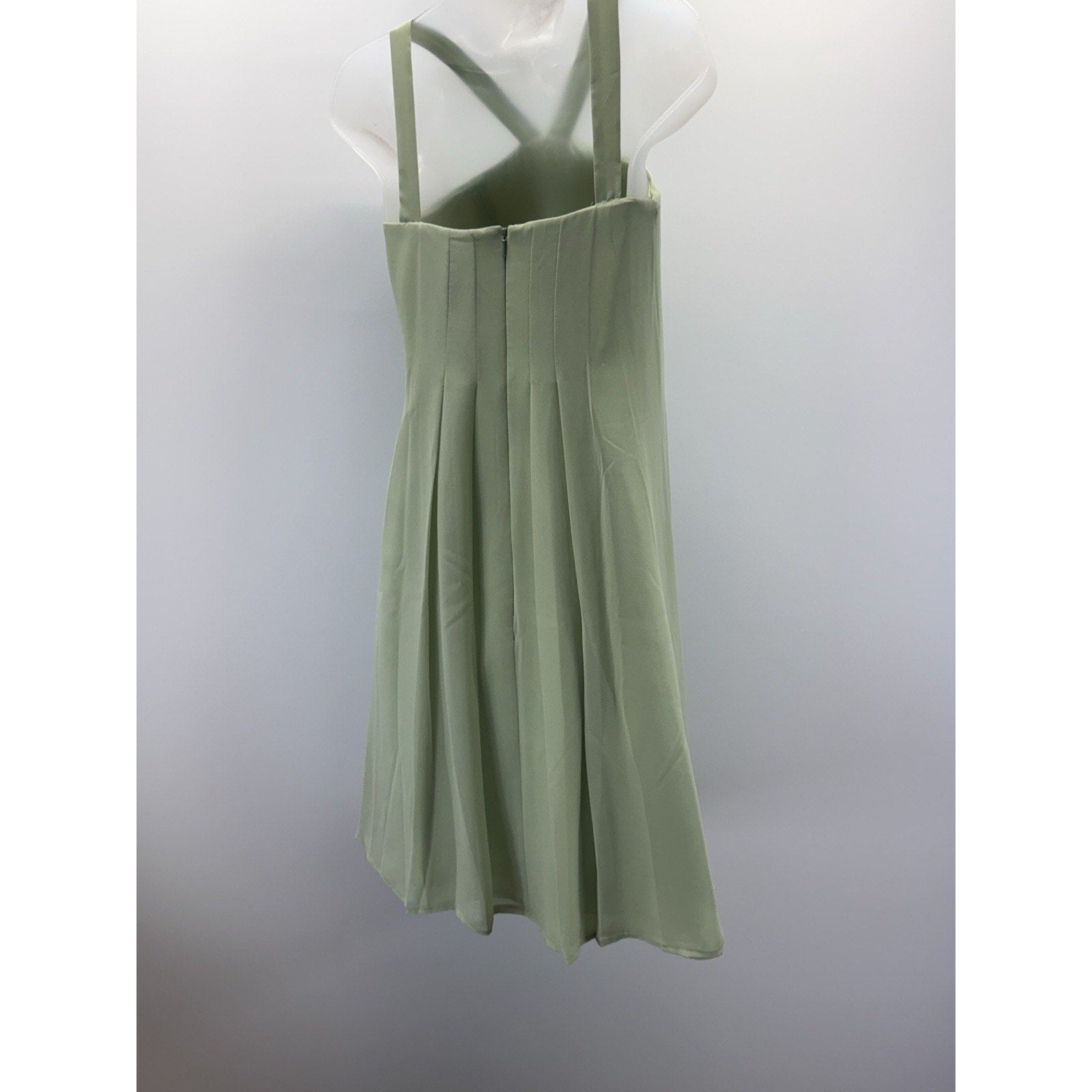 B2 Women's Green Satin Halter Crepe Back Mini Dress Size 2