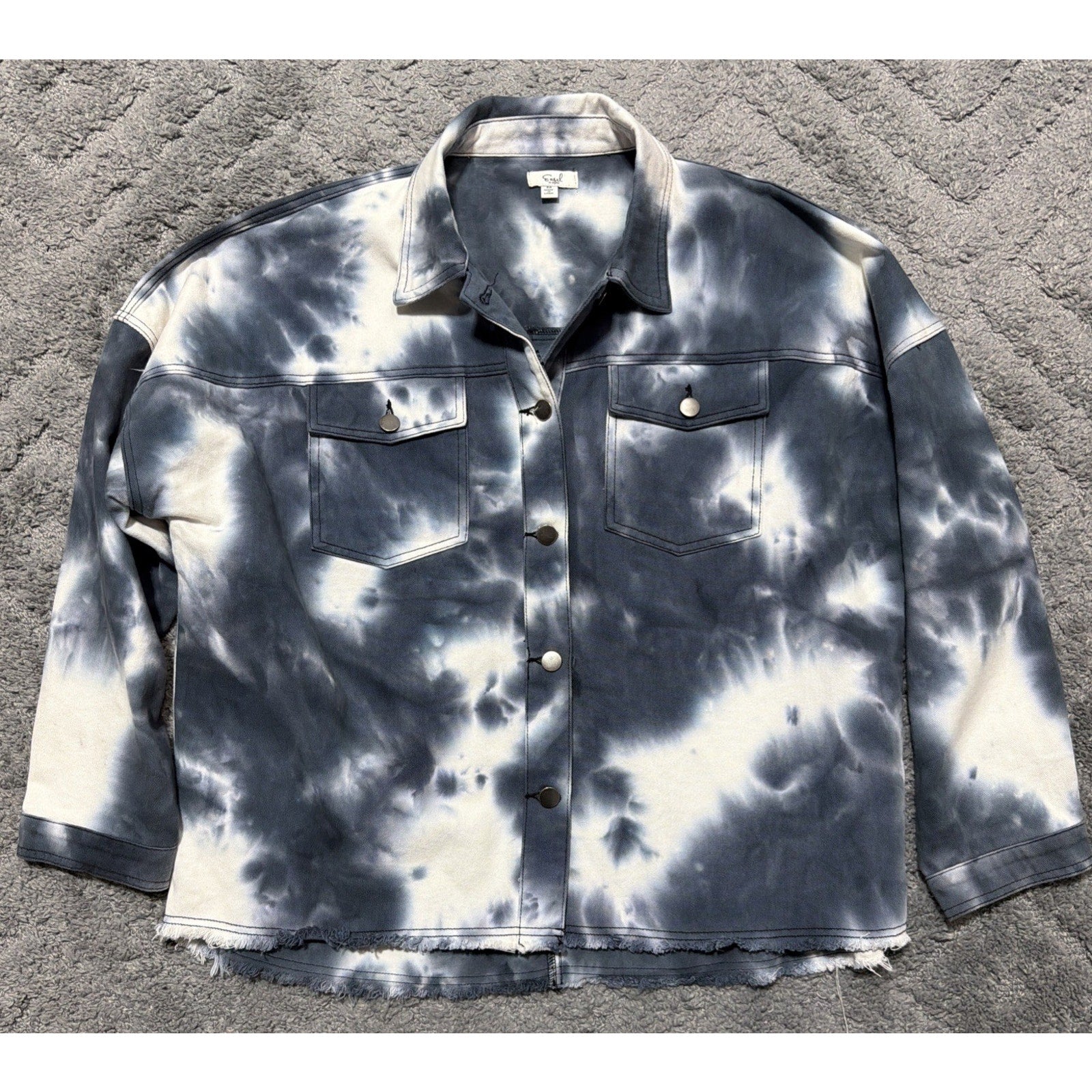 Anthropologies Easel LA Women’s Blue White Tie Dye Oversized Button Up Shacket M