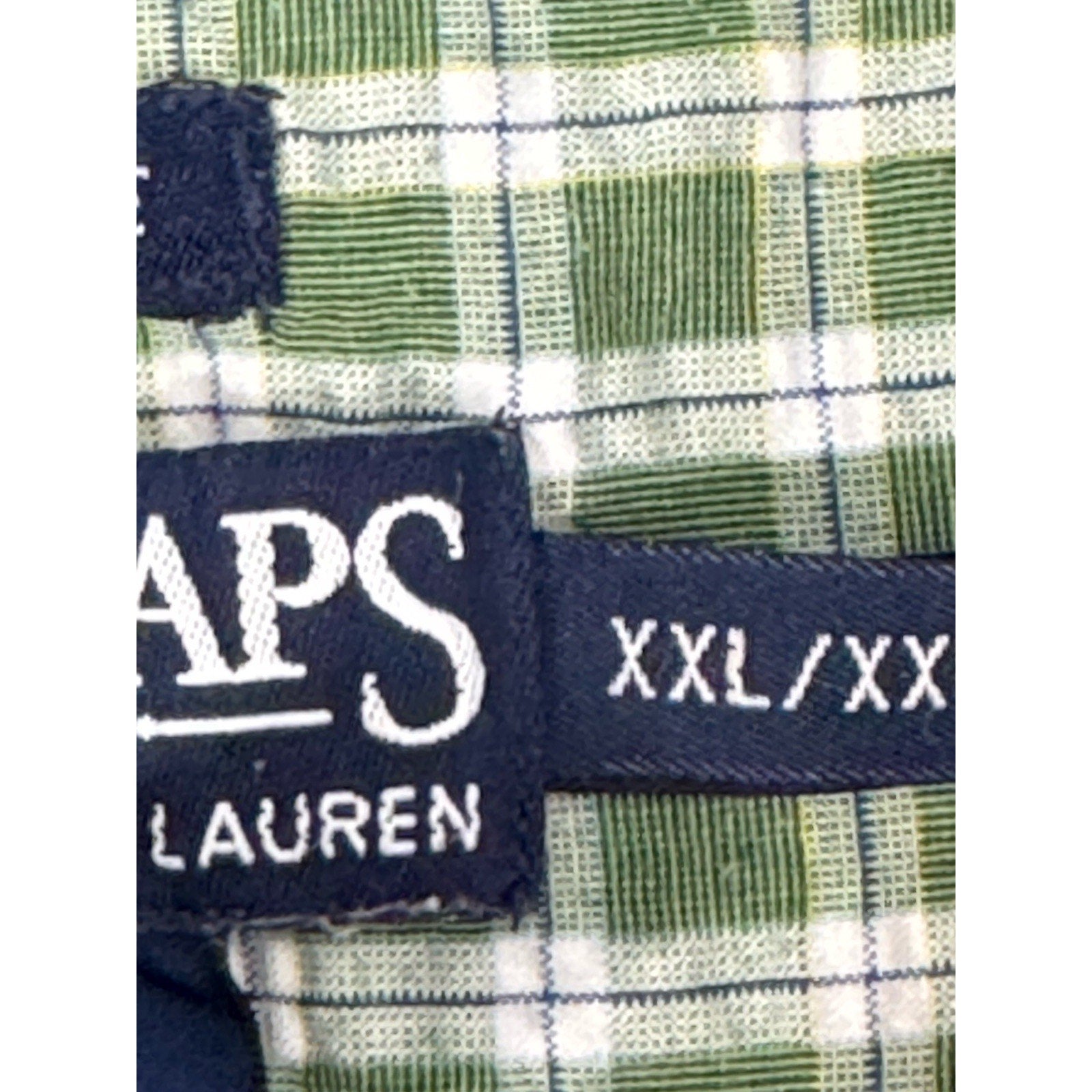 CHAPS Shirt Men's Size XX-Large Green Checks Short Sleeves Casual Button Front