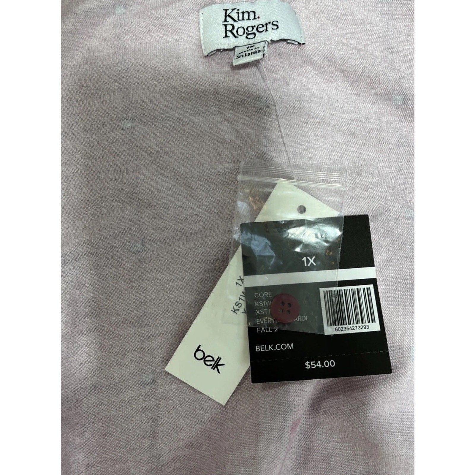 Kim Rogers Women Fuschia Check Roll Tab Sleeve Cardigan Size 1X