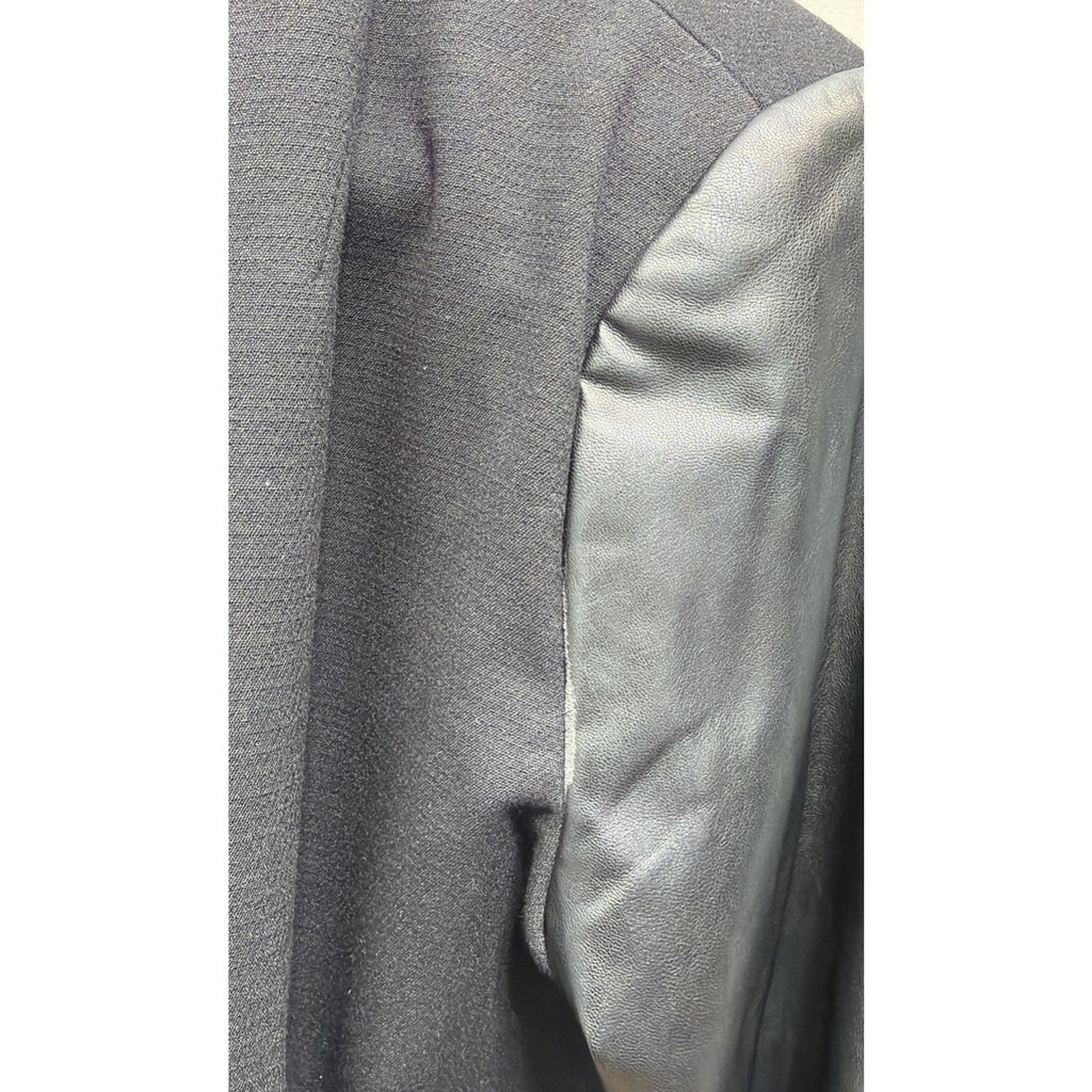 Worthington Jacket Size 16 Two Tone Faux Leather Shoulder Pad Open Womens New