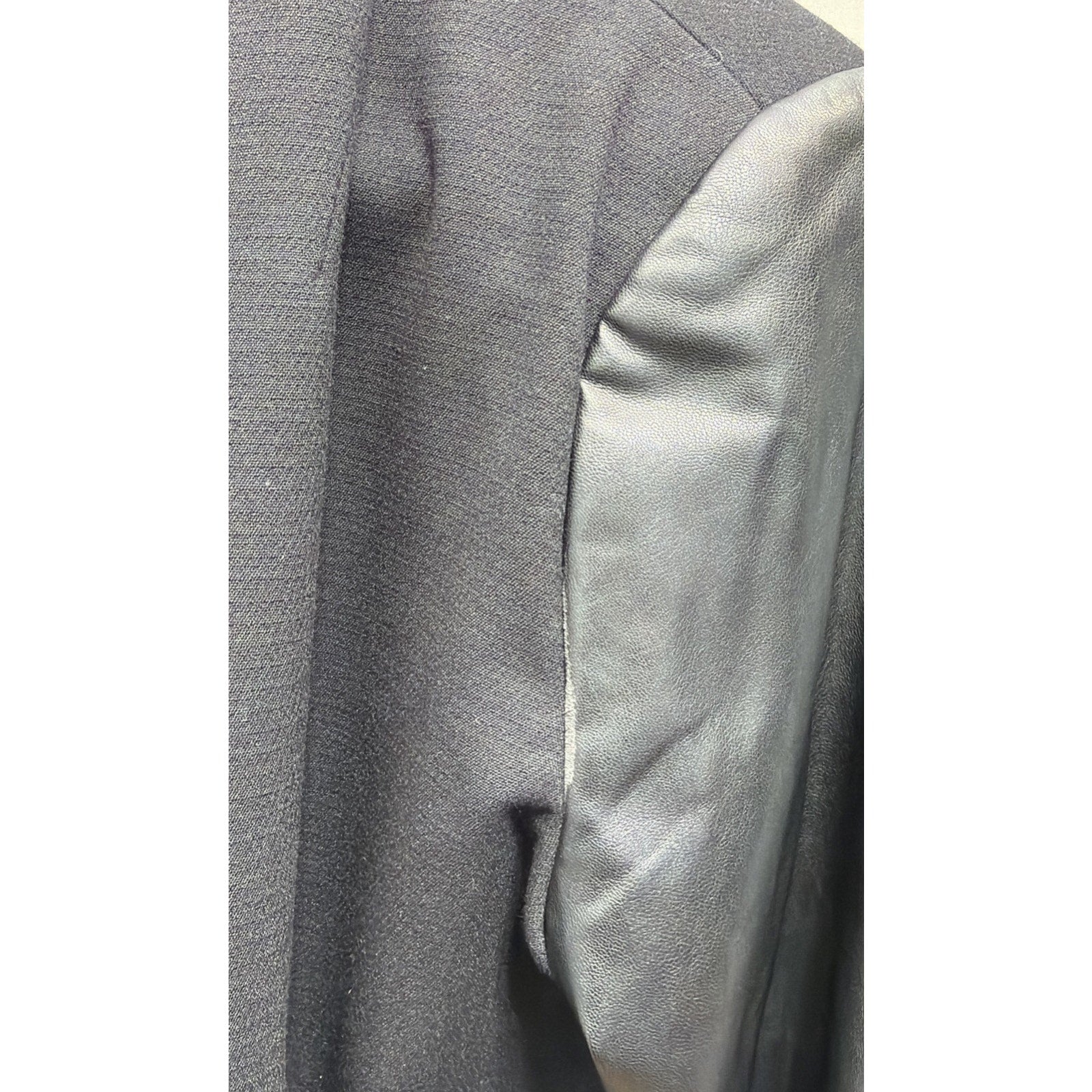 Worthington Jacket Size 16 Two Tone Faux Leather Shoulder Pad Open Womens New