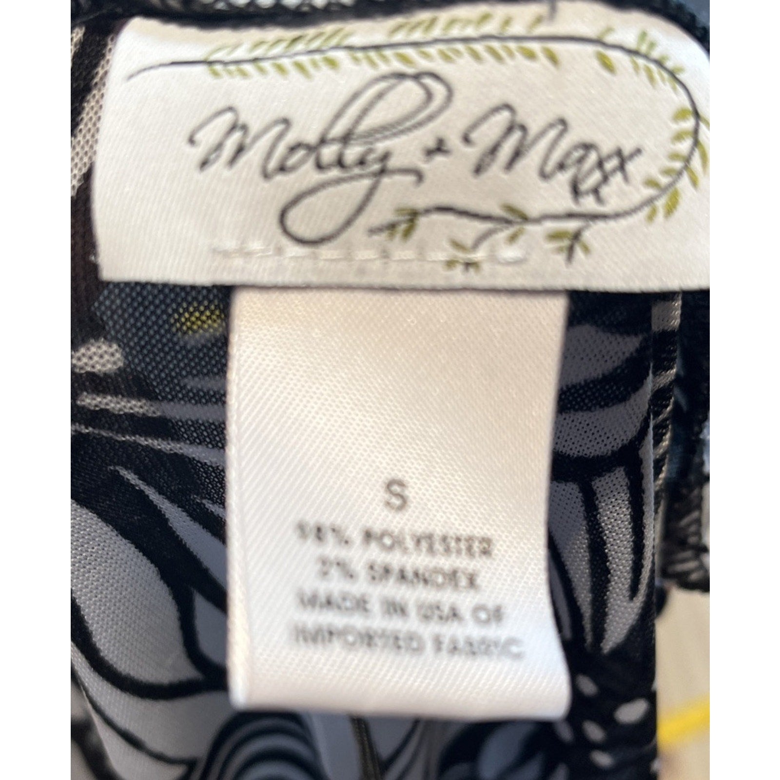 Molly + Max Black White Sleeveless Open Front Cardigan Duster Size S Made In USA