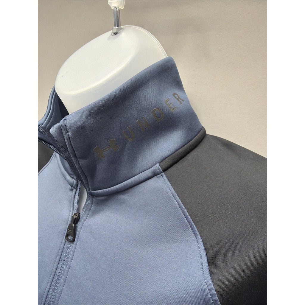 Under Armour Women ColdGear Colorblock Half-Zip Training Top BlkBlue Sz Medium