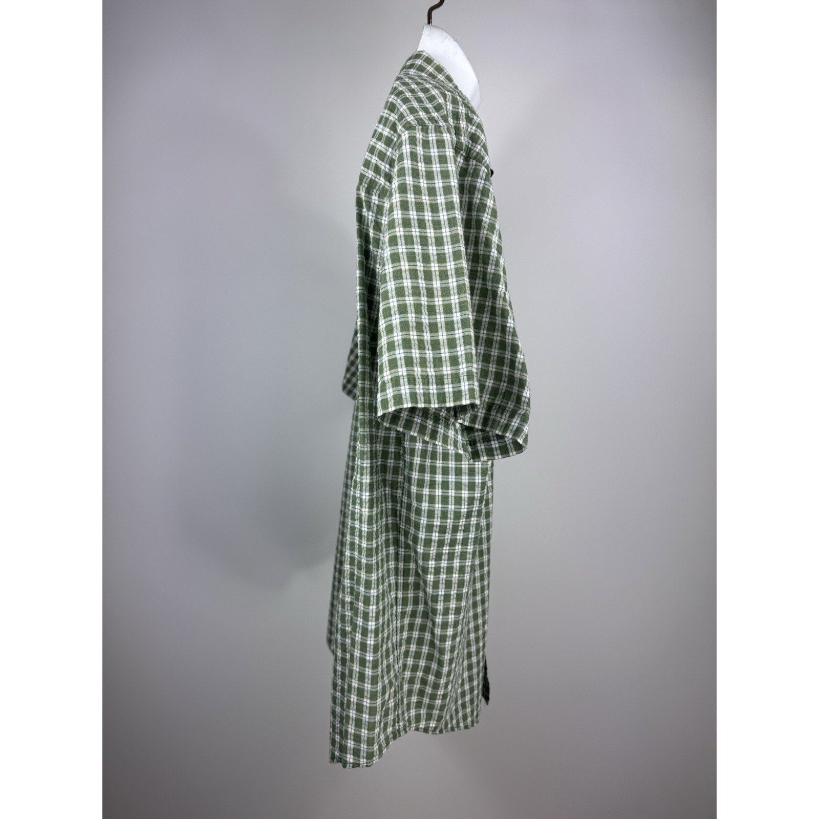 CHAPS Shirt Men's Size XX-Large Green Checks Short Sleeves Casual Button Front
