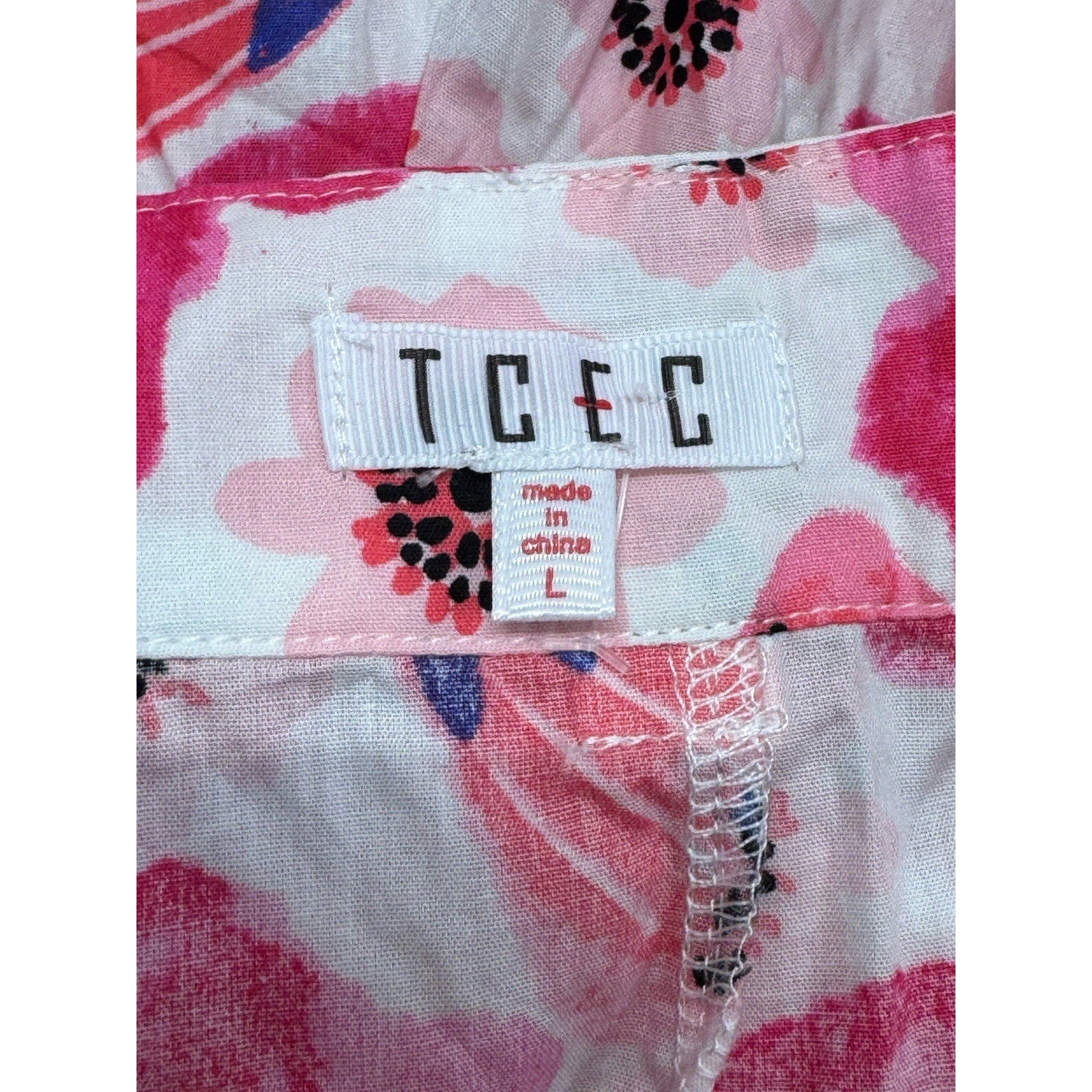 TCEC Pink Floral 100% CottonActive Athletic Shorts Size Large Pockets