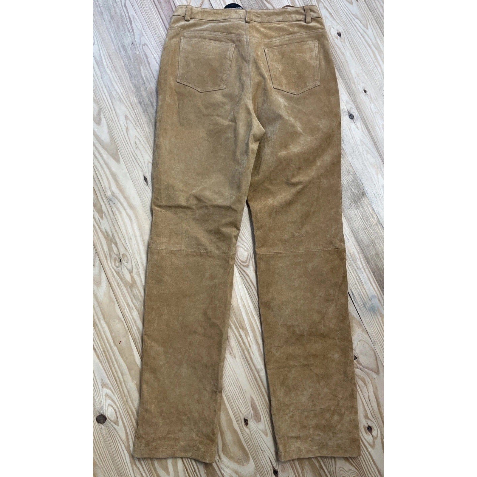 NWT Newport News Vintage Tan Genuine Leather And Suede Lined Pants Size 12 T