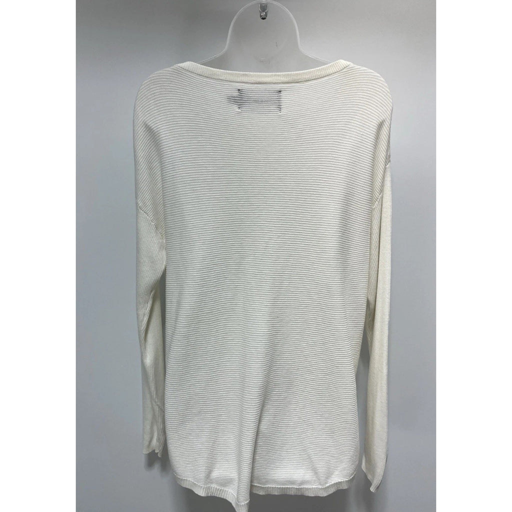 Calvin Klein Boatneck High-Low Knitted Lightweight Pullover Ivory Sweater M