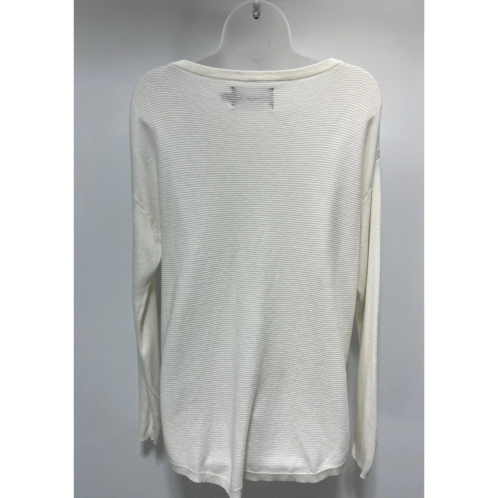 Calvin Klein Boatneck High-Low Knitted Lightweight Pullover Ivory Sweater M