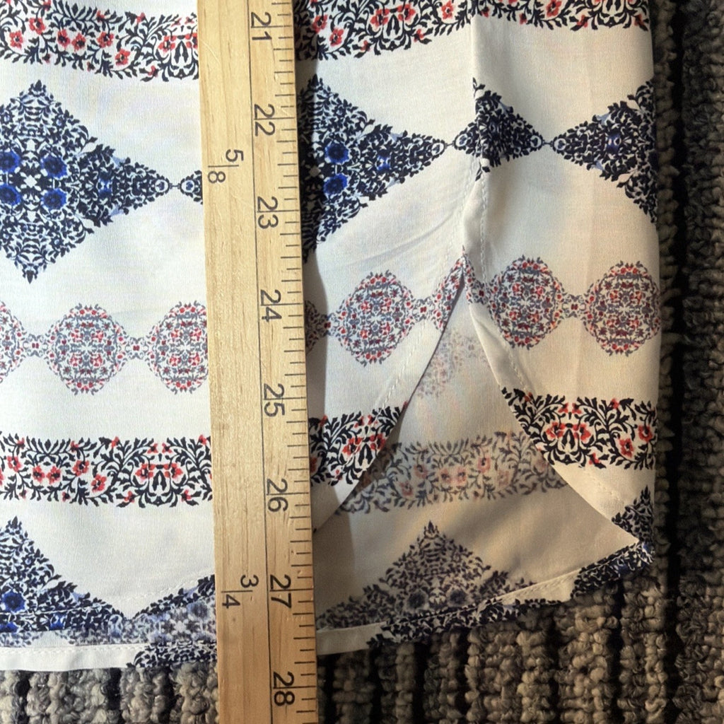 New Loft Women’s Pullover Top Red White Blue Floral Print Oversized Size XS NWT