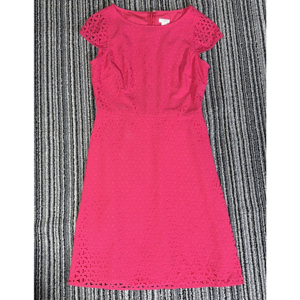 J.Crew Women’s Size 2 Pink Laser Cut Eyelet Fit & Flare Lined Cocktail Dress