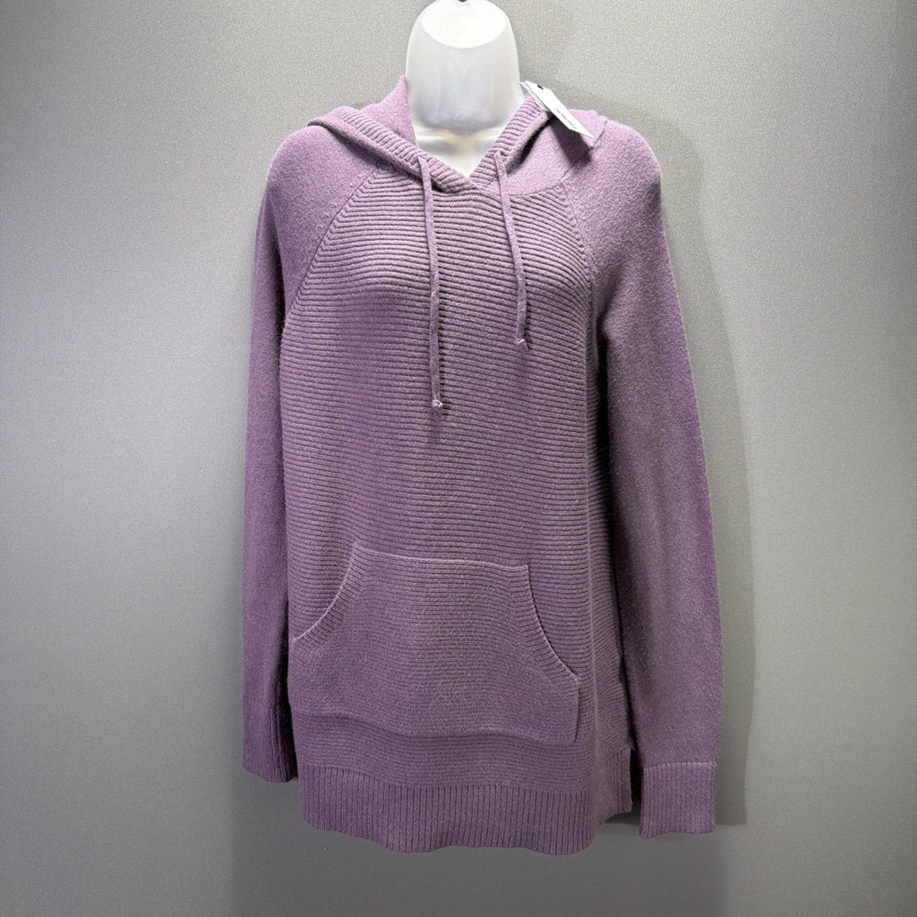 New Sonoma Women's Plum Textured Tunic Hooded Soft Sweater Size Large