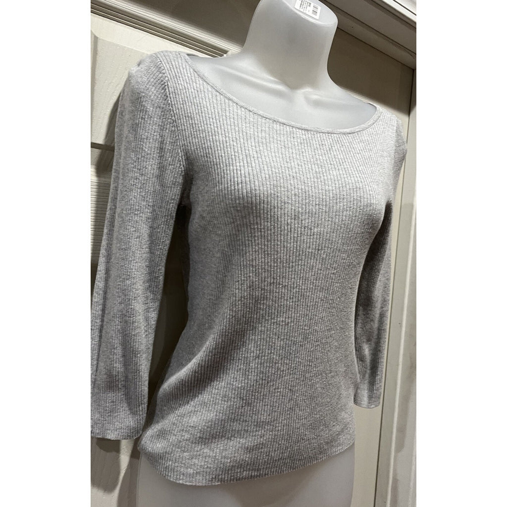 Express Womens Cotton Blend LS Scoop Neck Gray Sweater Shirt Women's Size XS