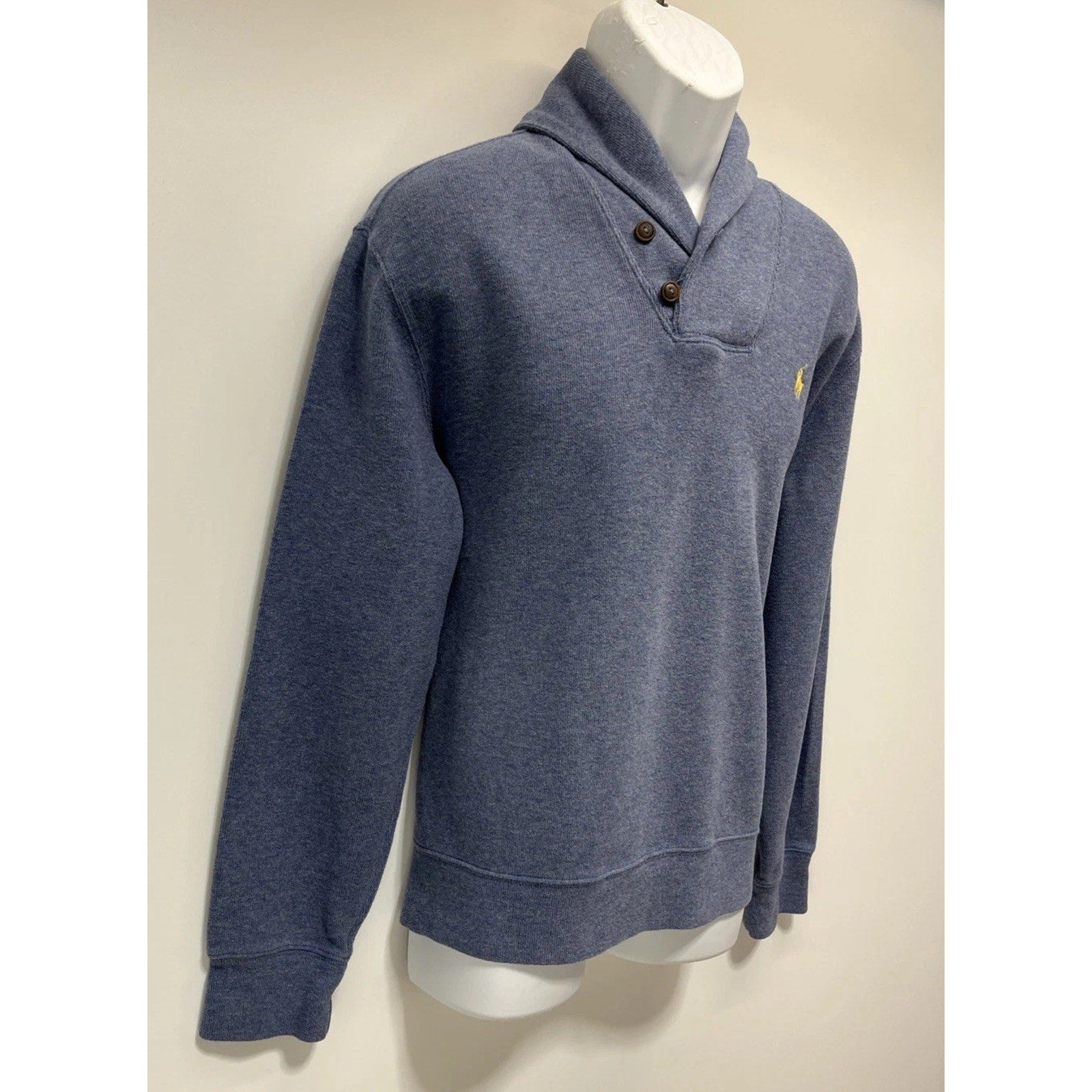 POLO RALPH LAUREN Shawl Neck Button Up Long Sleeve Sweater Blue Mens Size Large