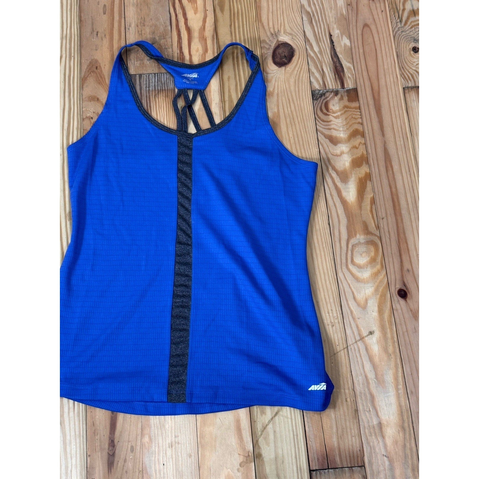 Avia Activewear Tank Top Women's Size M Purple Gray Strappy Back Polyester Blend