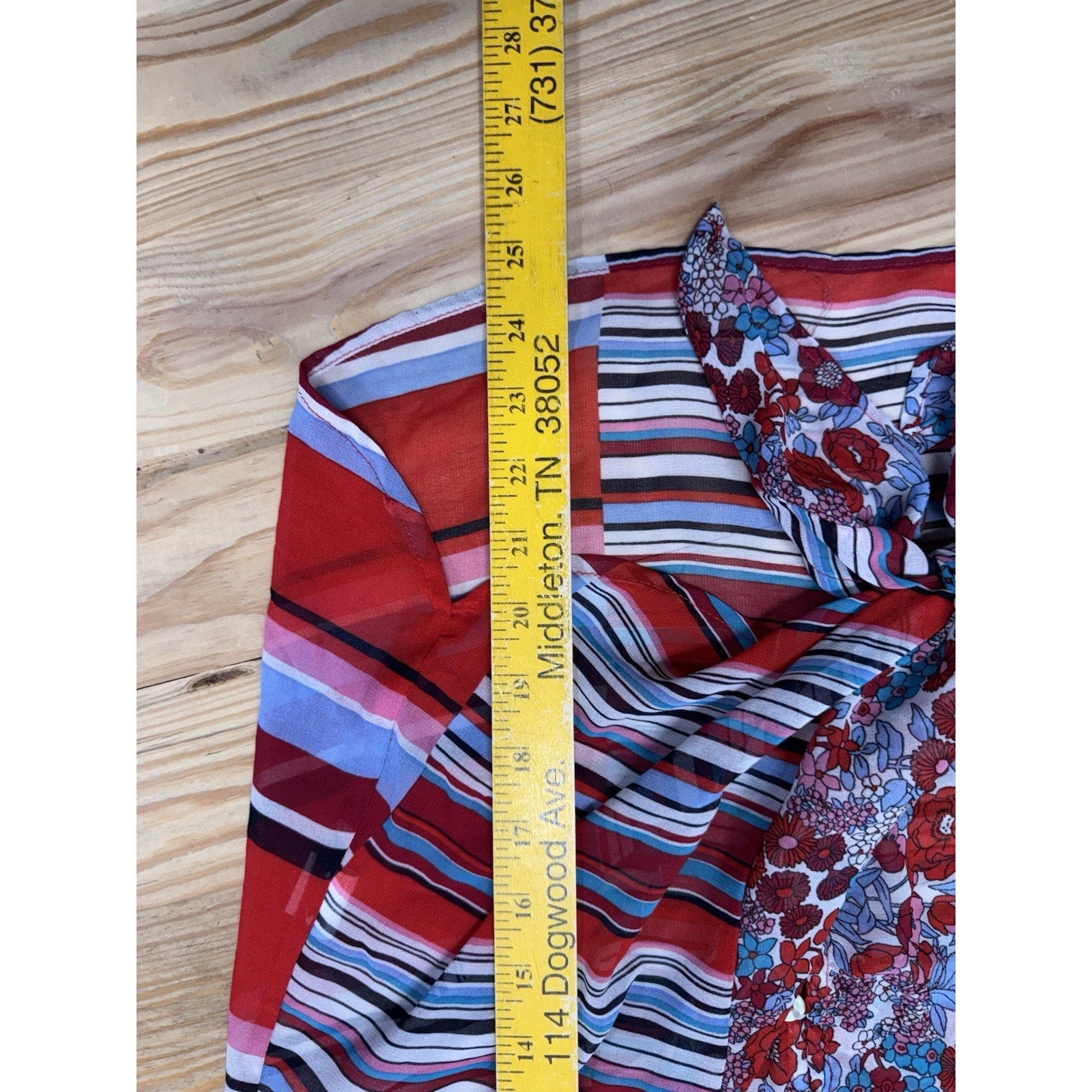 Fig And Flower Anthropologie Women’s Size Medium Sheer Blouse Boho Tie Waist Red