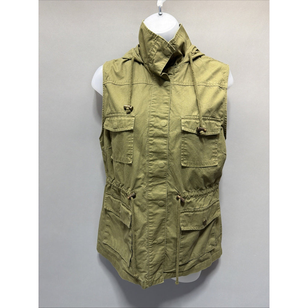 Love Tree Women's Army Green Hooded Utility Vest EUC - Size Medium