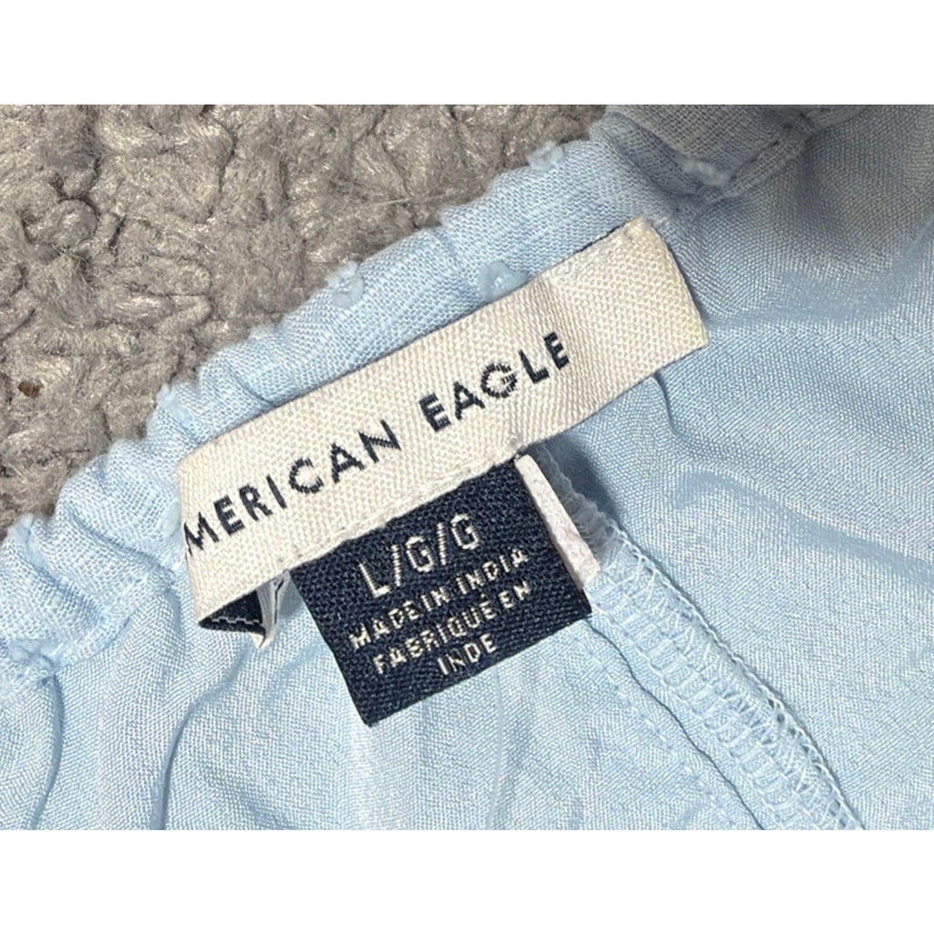 American Eagle High Waisted Cascade Ruffle Maxi Skirt Blue Size Large NWT