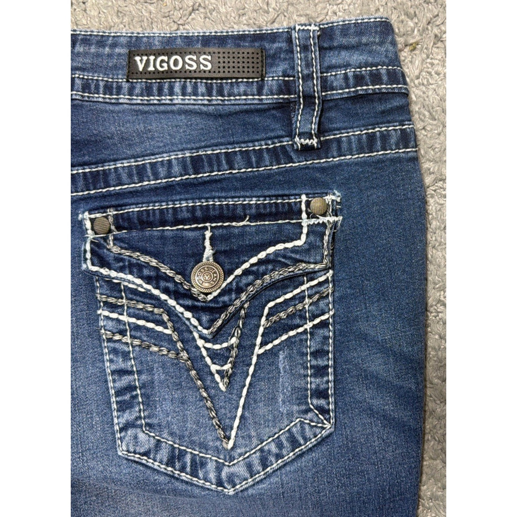 Women's Vigoss Slim Boot Heritage Fit Flap Denim Jeans Western 8/33x31