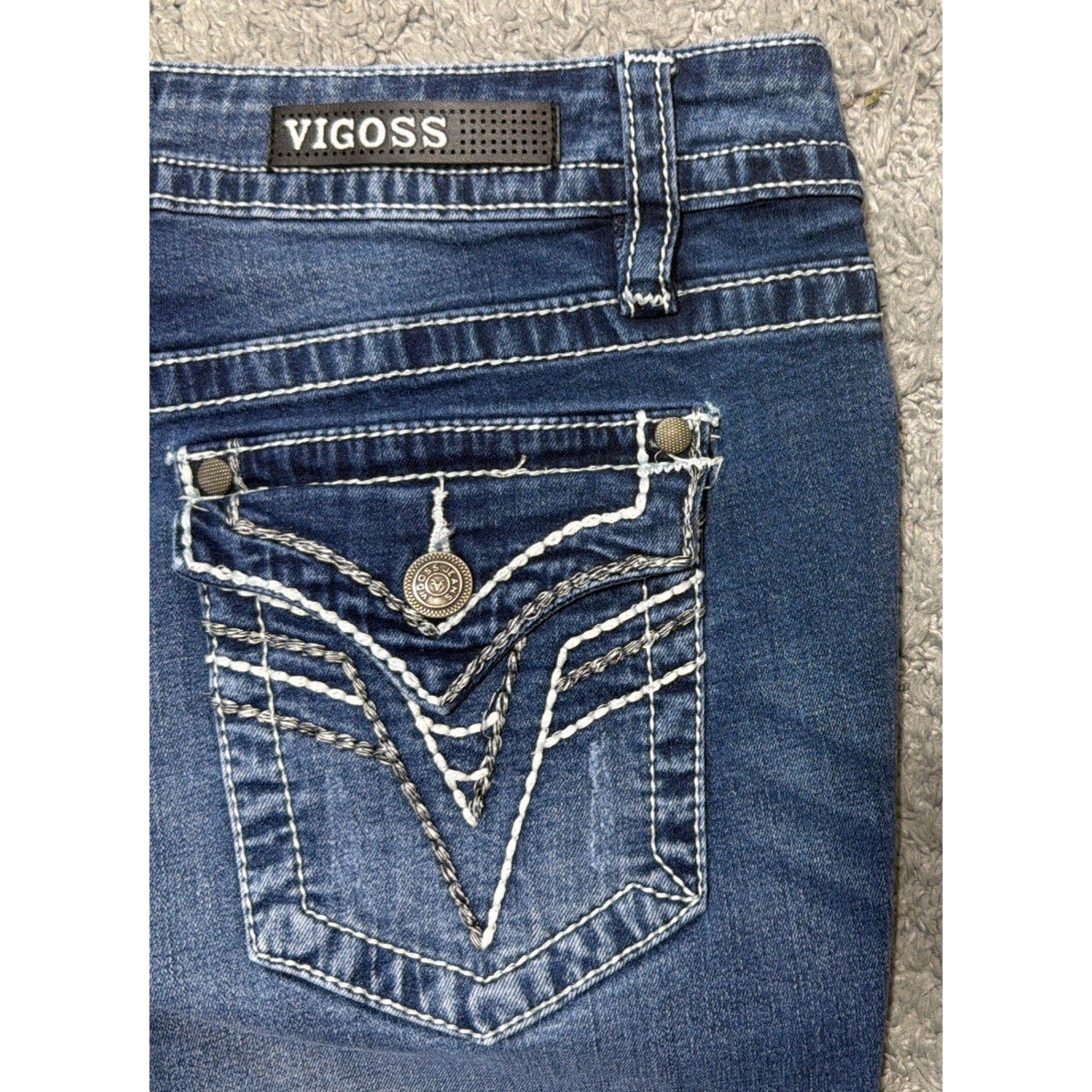 Women's Vigoss Slim Boot Heritage Fit Flap Denim Jeans Western 8/33x31