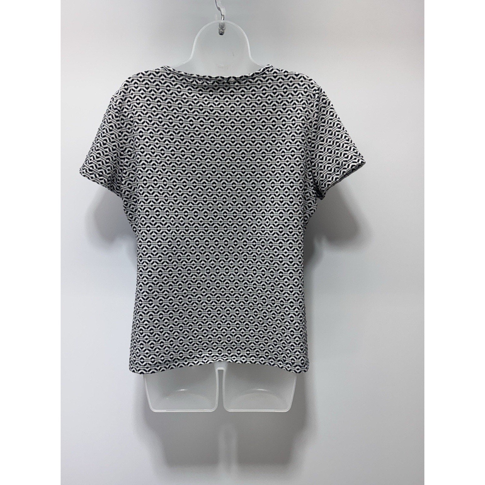 Calvin Klein Black White Zig Zap Logo Top Blouse Short Sleeve Women’s Large
