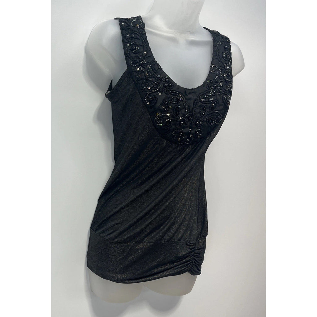 NWT Studio Y Women's Sleeveless Top Beaded Front & Lace Back Neckline Size XS
