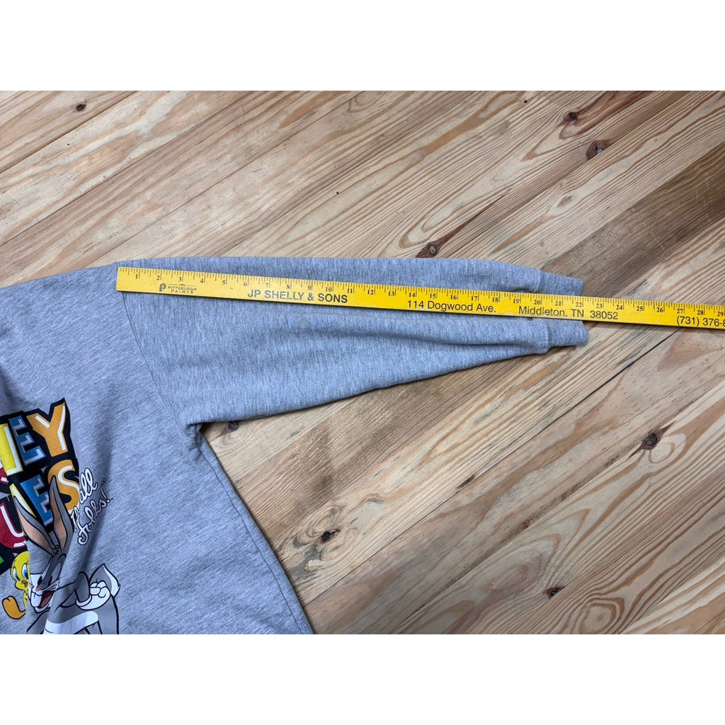 Looney Tunes Crewneck Sweatshirt Gray Bugs Tweety Sylvester Juniors Size L
