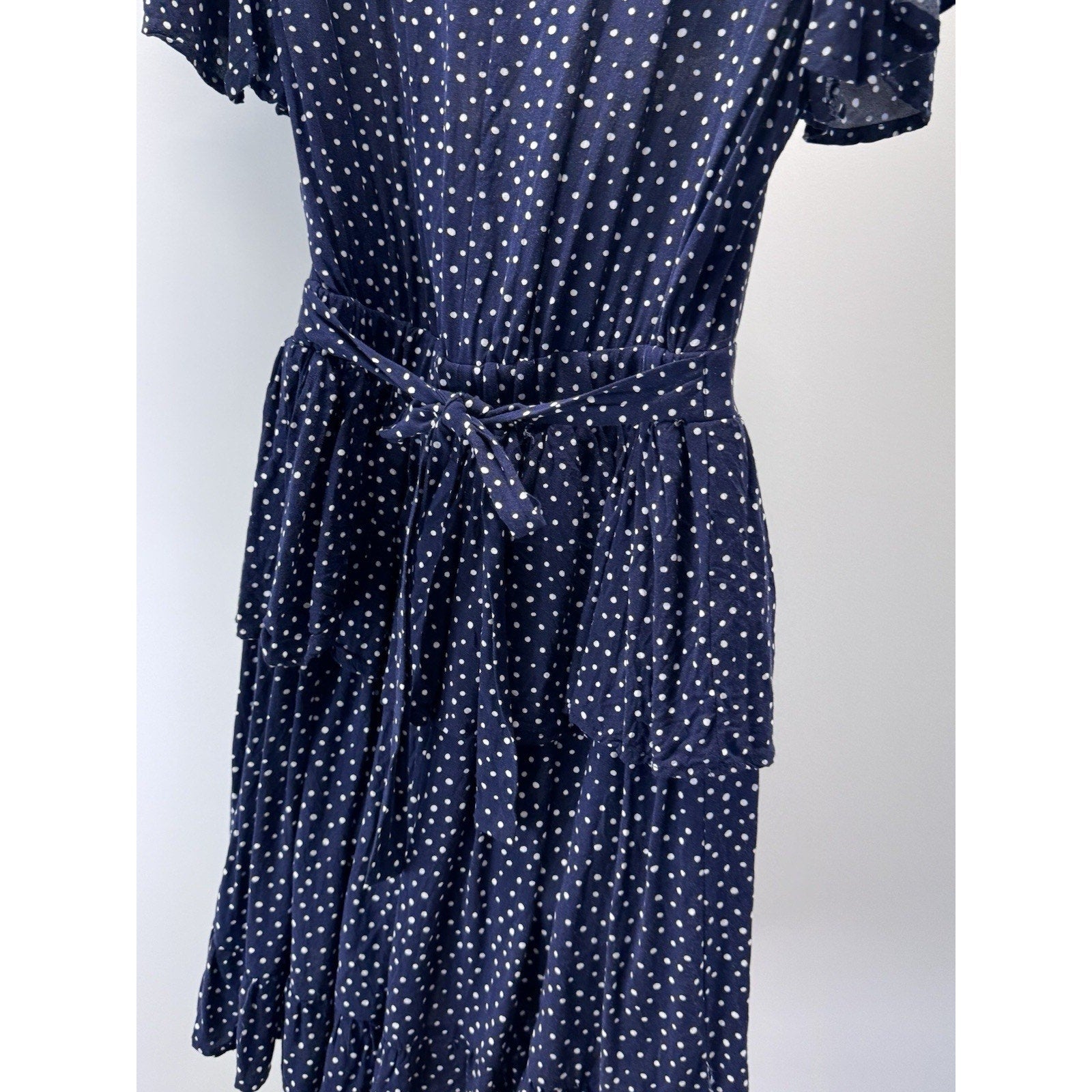 Bobeau Wrap Dress Shift Geometric Navy Blue Hi Low Women’s Size Small