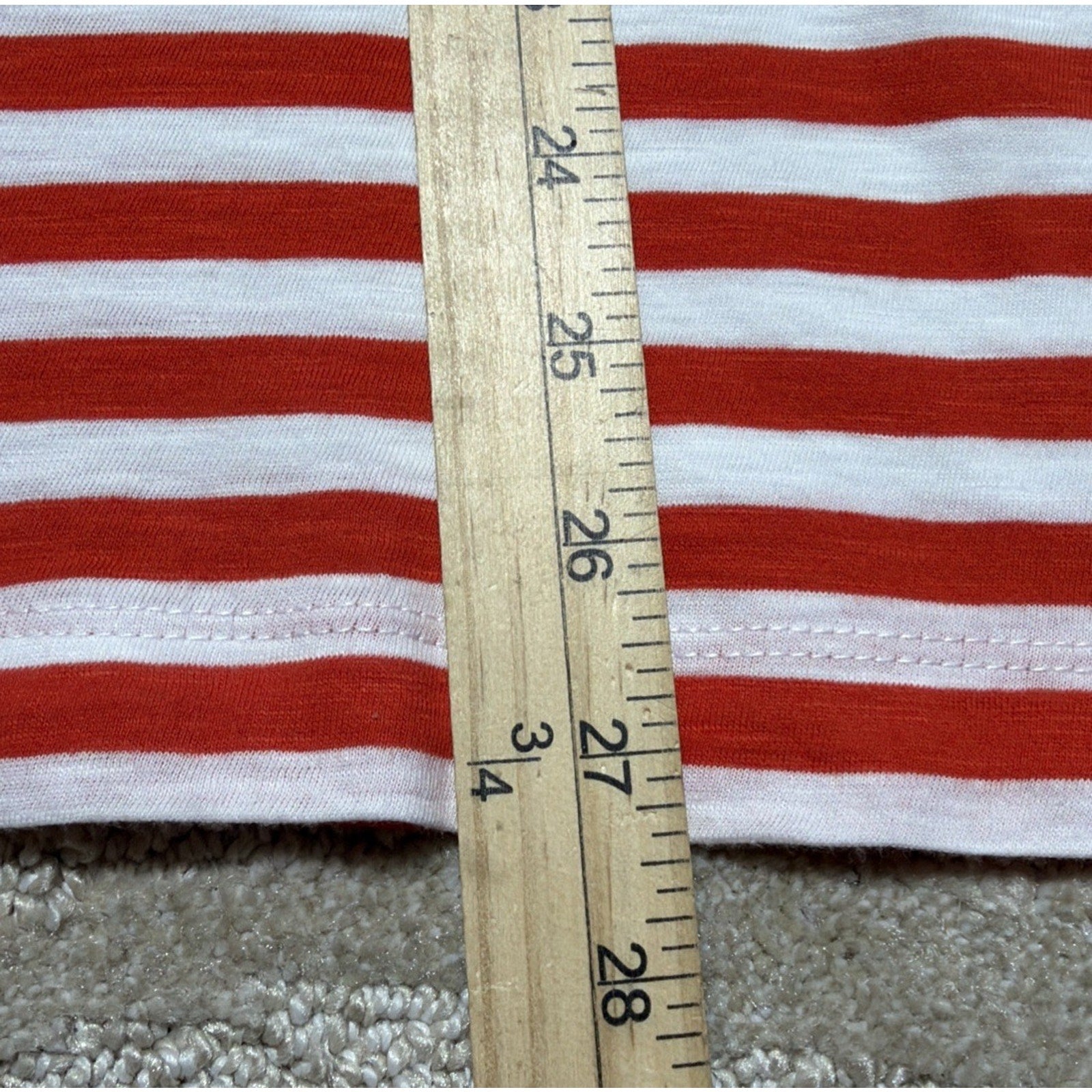 LOFT Womens T-Shirt Red White Stripe Round Neck Short Sleeve Stretch Top Tee L