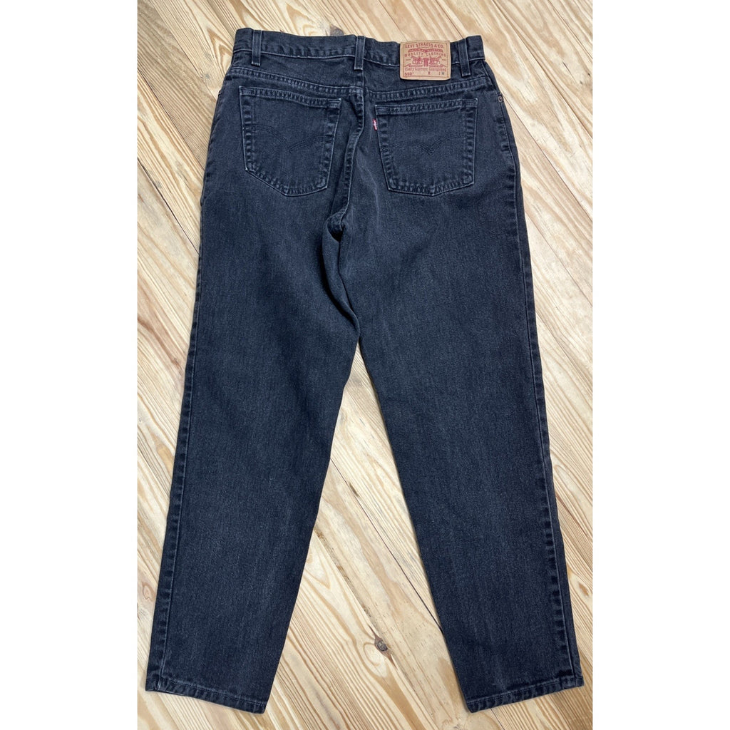 VINTAGE Levis 550 Jeans Womens 14 Mis Black Tapered Relaxed Y2K Made In Usa