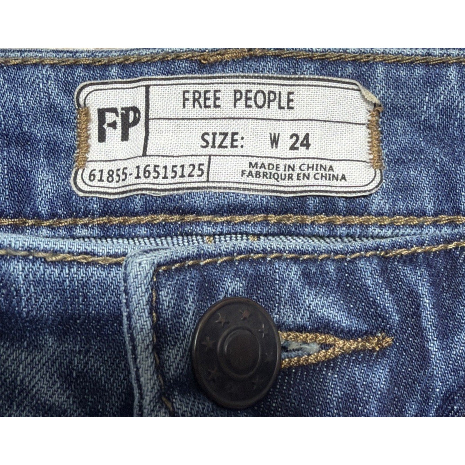 Free People Womens 24 Dark Blue Cropped Mid Rise Flare Jeans 26x24 Stretch