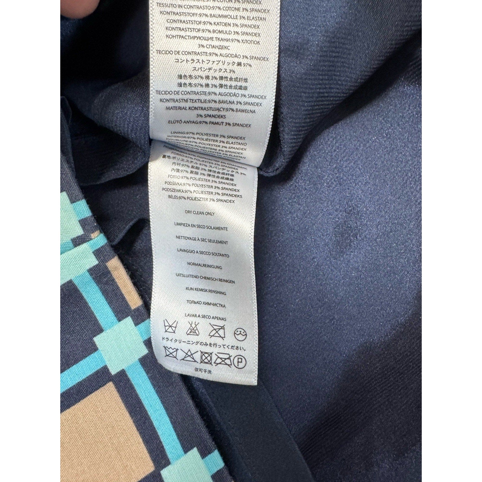 Michael Kors Geometric Black, Blue and Tan Short Sleeve Dress Size 12