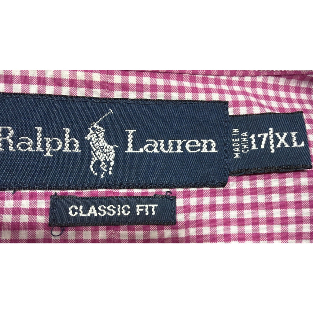 Men’s POLO Ralph Lauren Pink Gingham Oxford Button Down Shirt Sz XL 100% Cotton