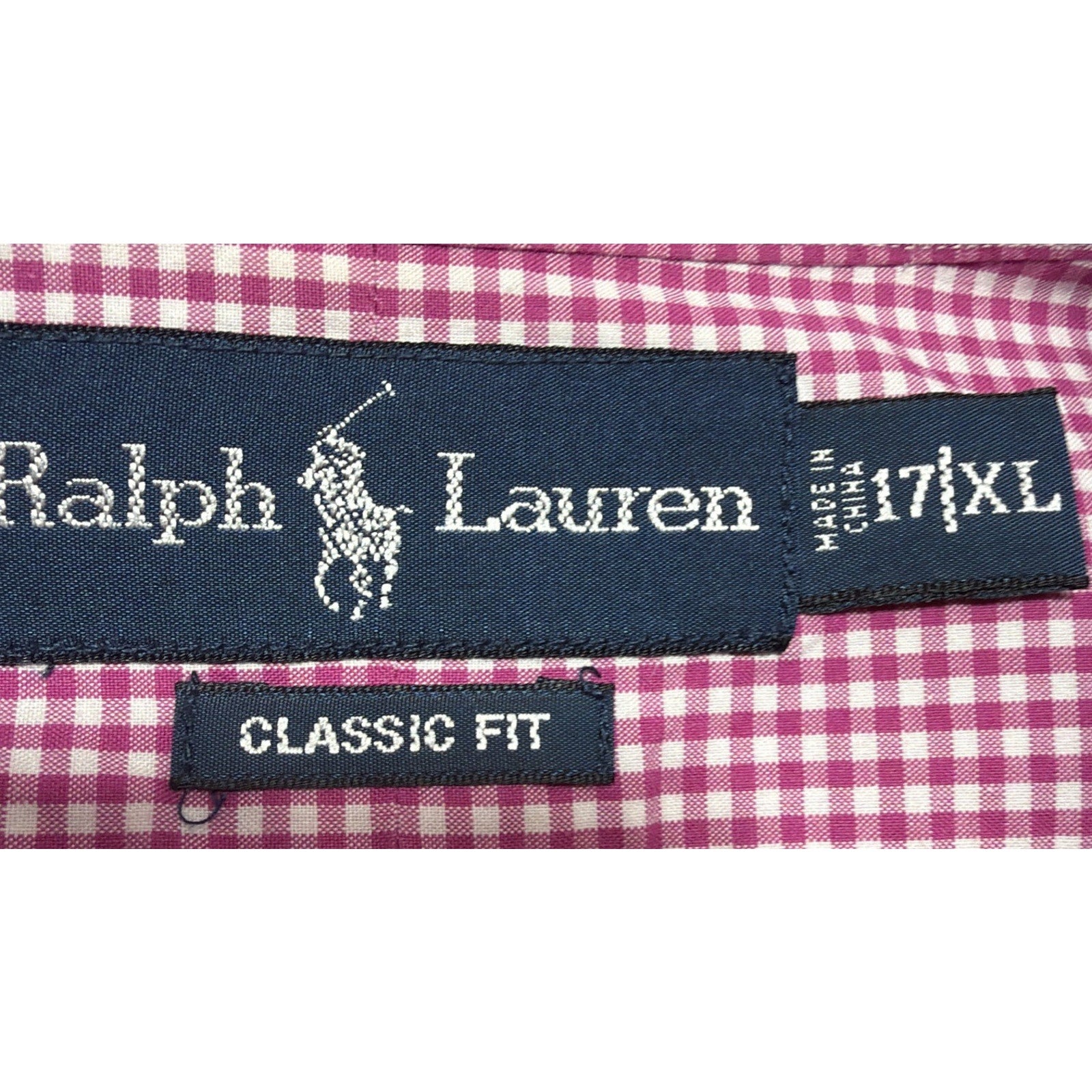 Men’s POLO Ralph Lauren Pink Gingham Oxford Button Down Shirt Sz XL 100% Cotton