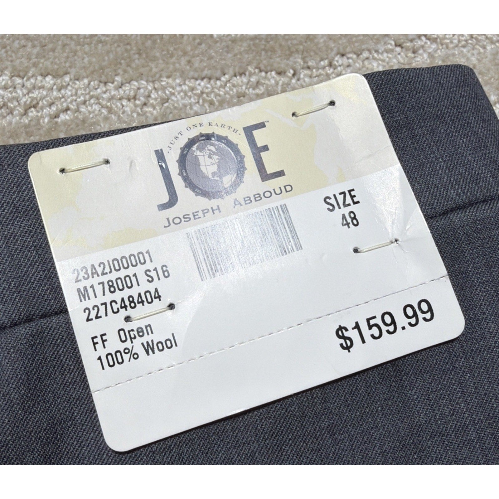 Vintage MENS JOSEPH ABBOUD Original SURVIVAL 100% WOOL DRESS PANTS, SZ 48 New
