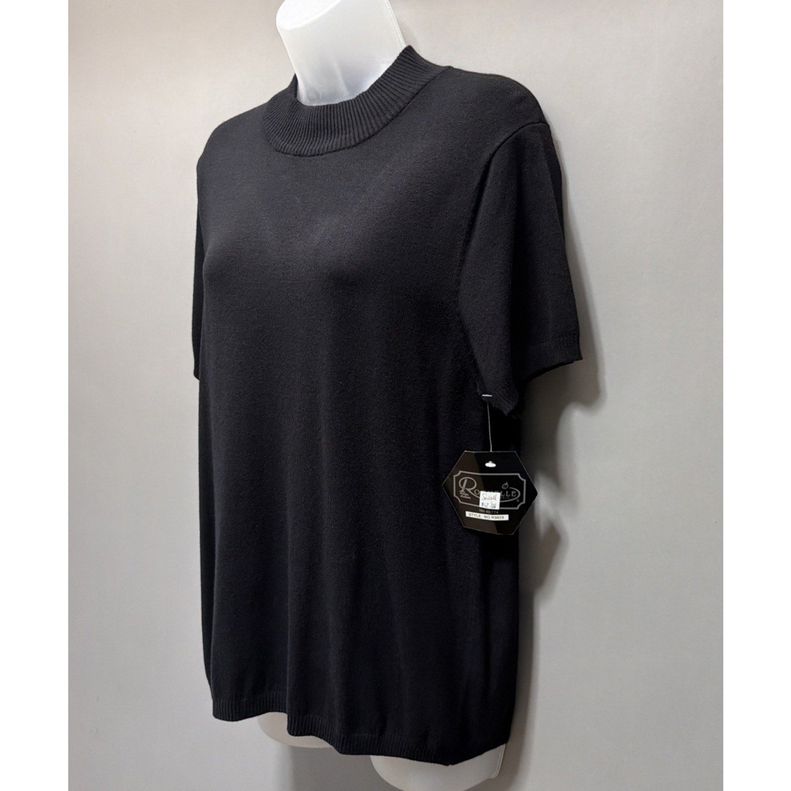Rochelle California Sweater Womens S Black Short Sleeve Soft Knit Viscose New