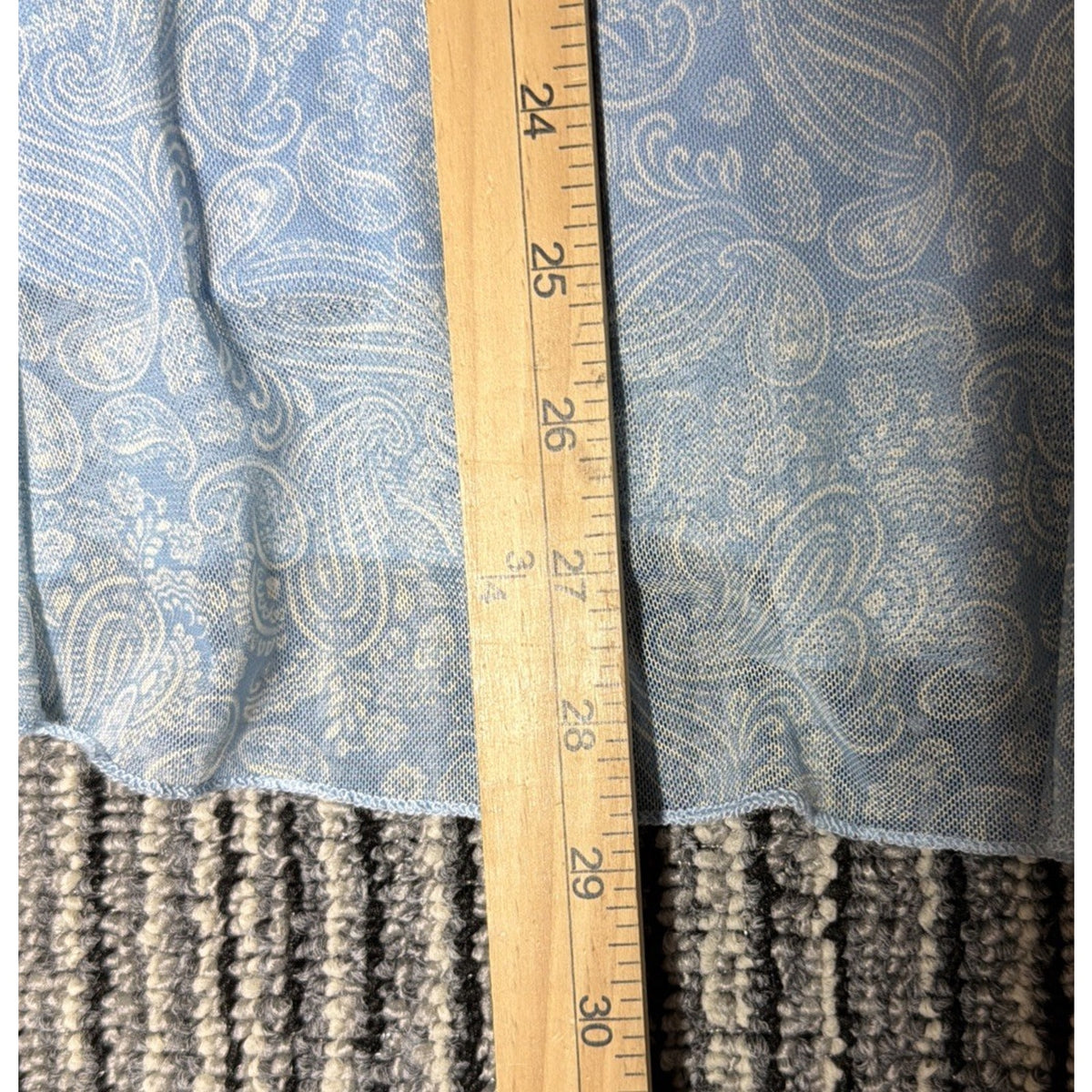 See You Monday Y2K Mini Dress Blue Paisley Sheer mesh Size Medium Stretch