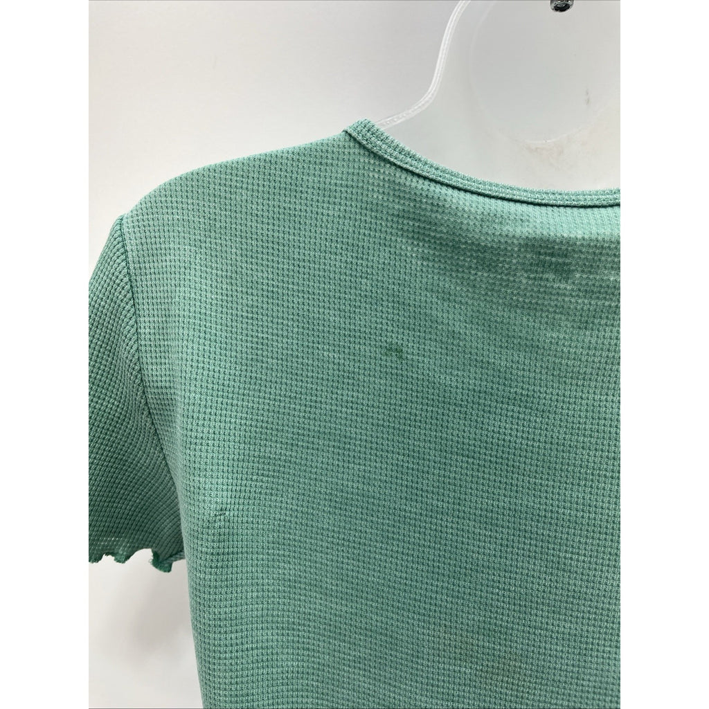NWT AMERICAN EAGLE GREEN CROPPED RUFFLE TOP, M