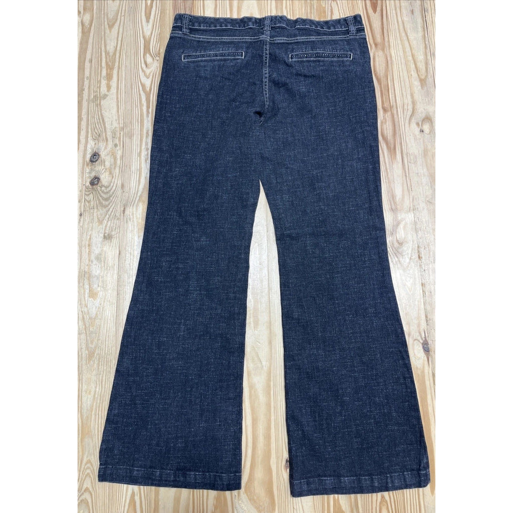 White House Black Market Blanc Trouser Leg Rhinestone Jeans Women's 14S Black