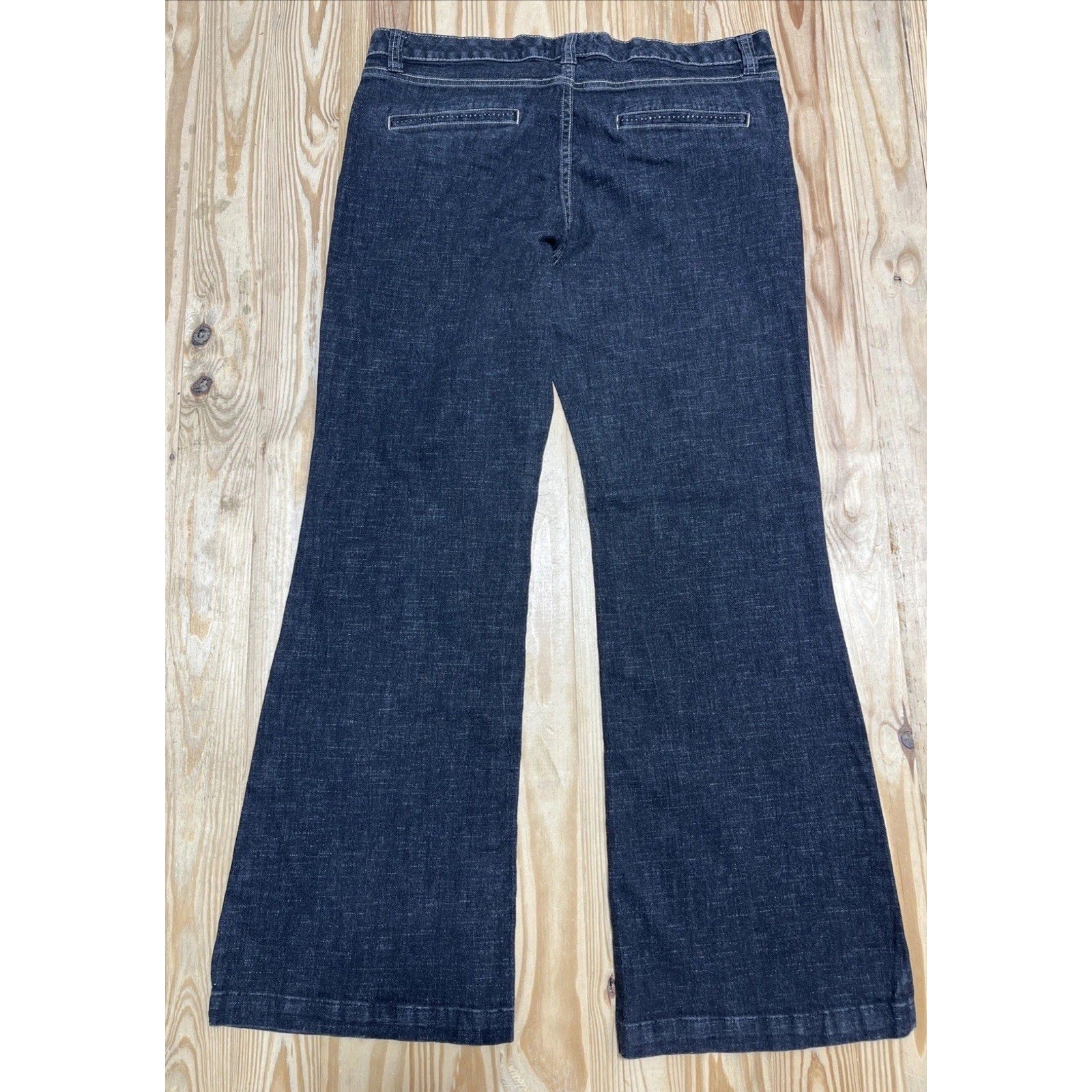 White House Black Market Blanc Trouser Leg Rhinestone Jeans Women's 14S Black