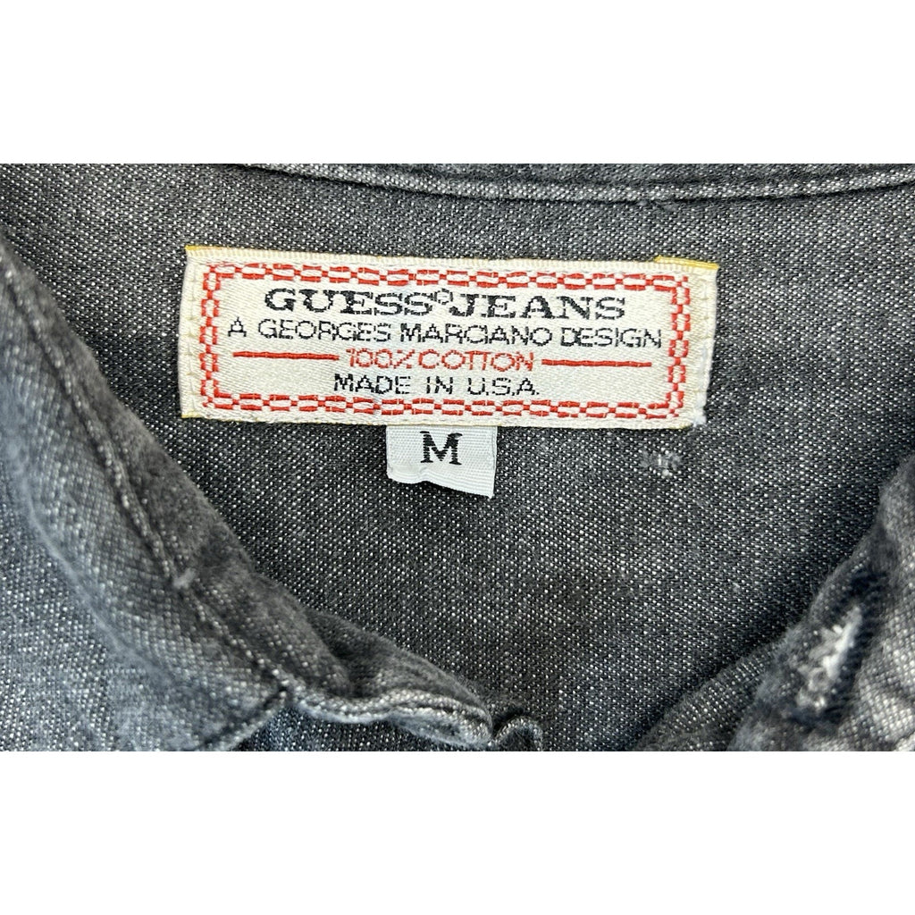 GUESS Georges Marciano Vtg 90's Men's Gray Jean Btn Up DENIM Streetwear Shirt M.