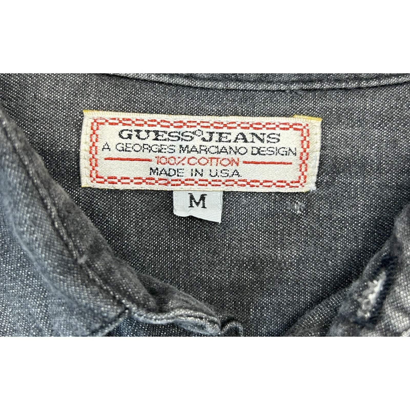 GUESS Georges Marciano Vtg 90's Men's Gray Jean Btn Up DENIM Streetwear Shirt M.