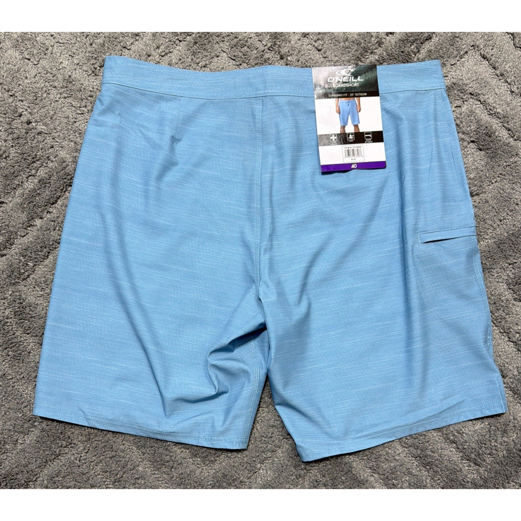 O'NEILL Stocked Men's Blue Boardshorts Standard Fit 20" Outseam Zip Pocket - 40