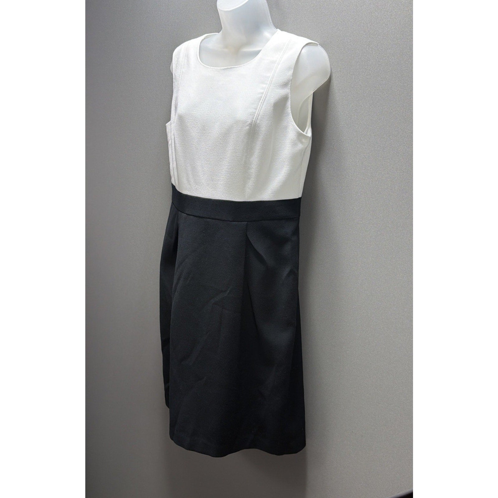 Ann Taylor Loft Black White Lined Color Block Combo Sheath Dress Size 10 Nice!