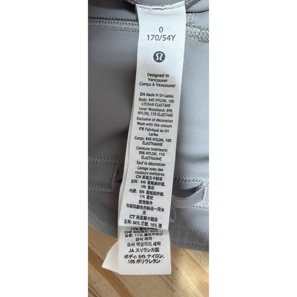 Women's Lululemon Base Pace High-Rise Short 8" Size 0 Gray