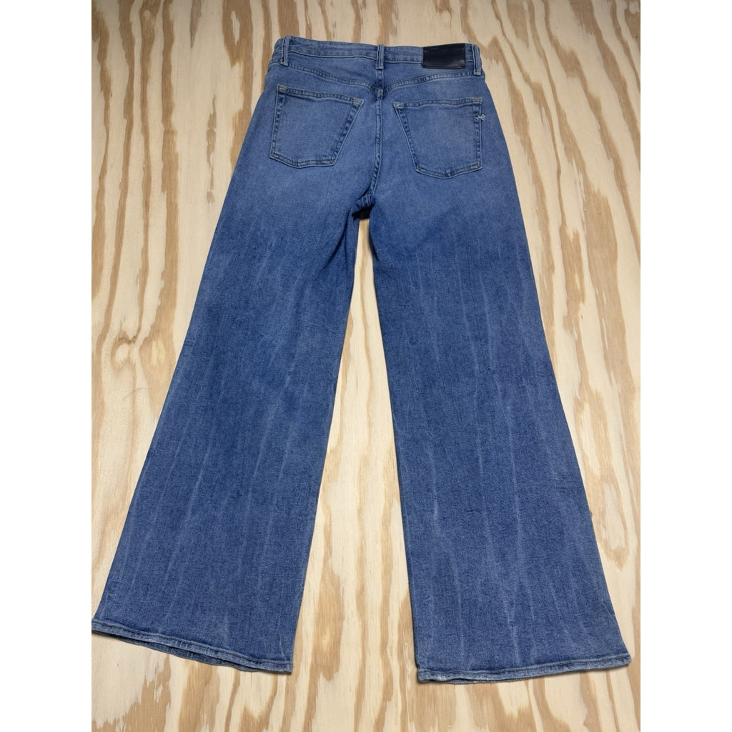 NOEND Denim Wide Leg Crop Jeans Women’s 30 Blue High Rise Distressed Stretch USA