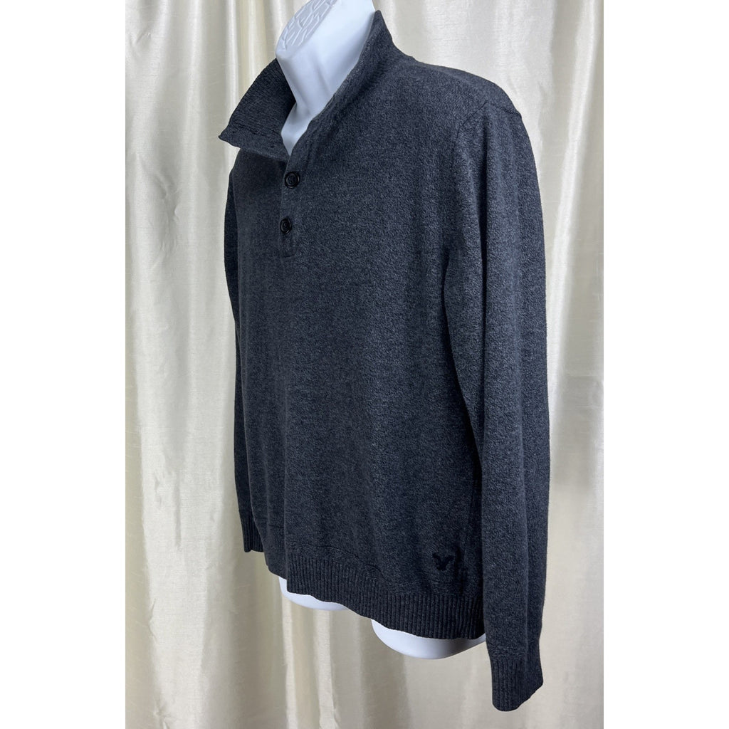 AMERICAN EAGLE Classic Fit Button Front Collar Gray Pullover Sweater Mens Size L